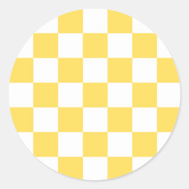 Classic visual yellow checkerboard  ronde sticker