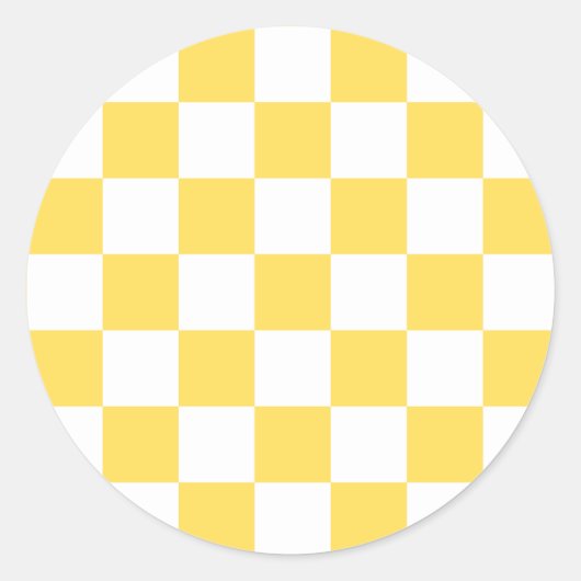 Classic visual yellow checkerboard  ronde sticker (Voorkant)