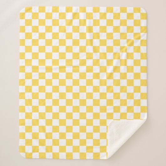 Classic visual yellow checkerboard  sherpa deken (Voorkant)