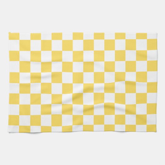 Classic visual yellow checkerboard  theedoek (Horizontaal)