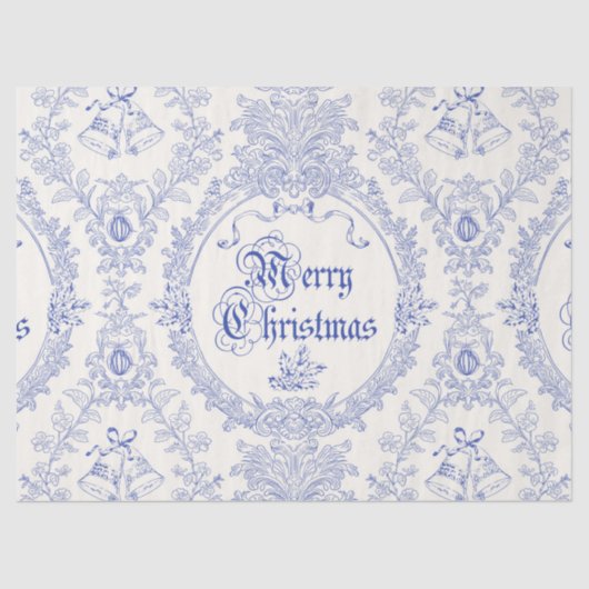  Classic  Vrolijk Kerstblauw Toile Tissuepapier (Voorkant)