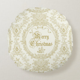  Classic  Vrolijk Kerstfeest Goud Toile Rond Kussen