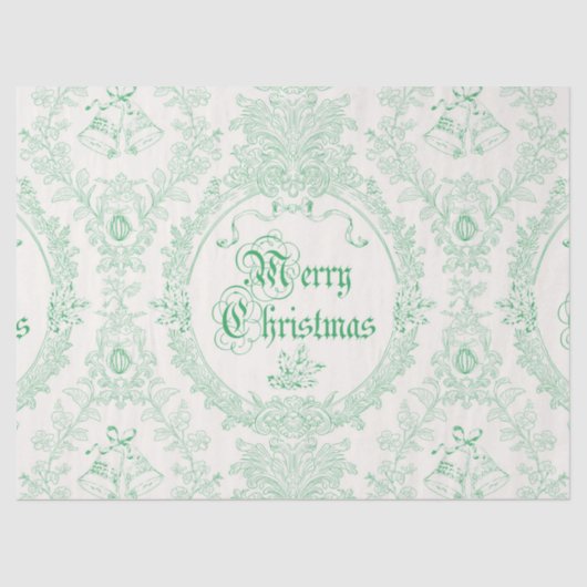 Classic Vrolijk Kerstgroen Toile Tissuepapier (Voorkant)
