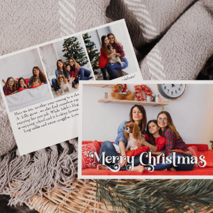 Classic Vrolijk Kerstjaar in de Review Vier Foto Feestdagenkaart