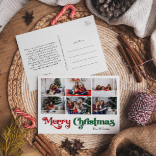 Classic Vrolijk Kerstjaar in Review 6 Foto Feestdagenkaart