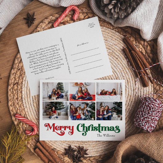 Classic Vrolijk Kerstjaar in Review 6 Foto Feestdagenkaart