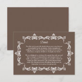 Classic Warm Mocha Brown Ornately Framed Wedding Informatiekaartje (Voorkant / Achterkant)
