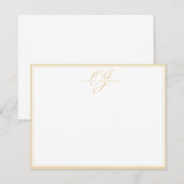 Classic Warm Ochre Monogram Note Card Kaart (Voorkant / Achterkant)