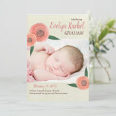 Classic Waterclolor Elegant baby Name Script Aankondiging (Staand voorkant)