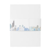 Classic Watercolor Chicago Skyline Belly Band Uitnodigingen Wikkel (Achterkant Voorbeeld)