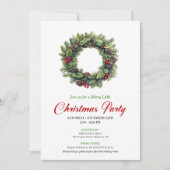 Classic Watercolor Christmas Wreath Invitation Kaart (Voorkant)