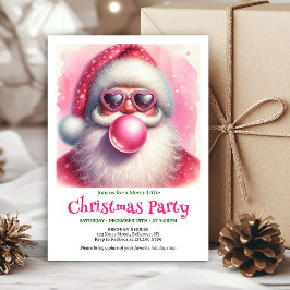 Classic Watercolor Pink Santa Bubble Gum Christmas Kaart