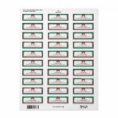 Classic Watercolor Red Bow & Stripes Christmas  Etiket (Full Sheet)