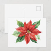 Classic Watercolor Red Poinsettia Flower Feestdagenkaart (Voorkant / Achterkant)