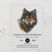 Classic Watercolor Wolf Birthday Kaart (Voorkant / Achterkant)
