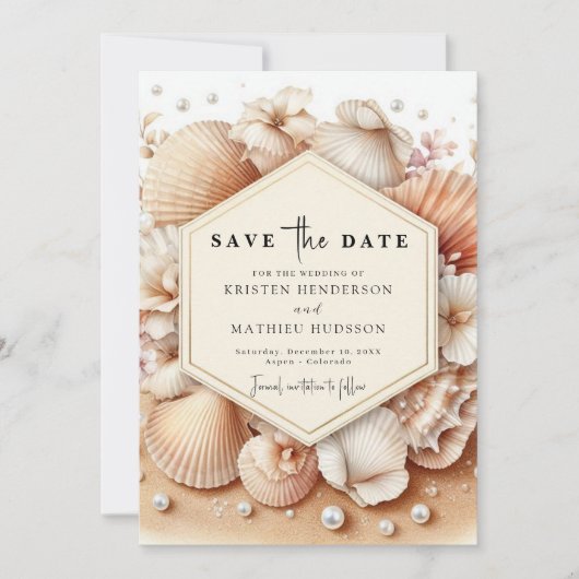 Classic Waterverf Beach Wedding Save The Date (Voorkant)