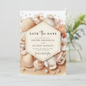Classic Waterverf Beach Wedding Save The Date (Staand voorkant)