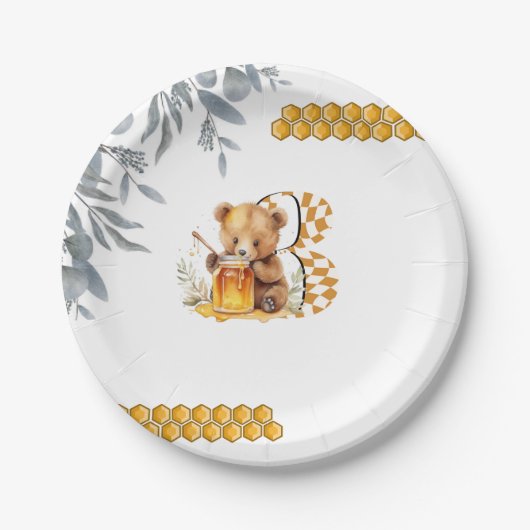 Classic Waterverf Beer Honey derde verjaardag Papieren Bordje (Voorkant)