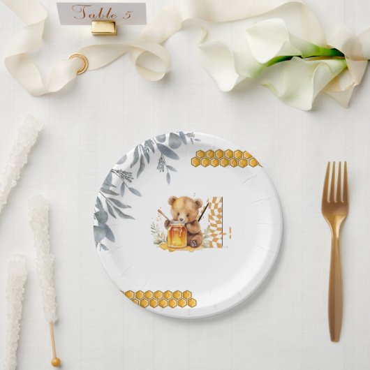 Classic Waterverf Beer Honey vierde verjaardag Papieren Bordje (Huwelijk)