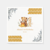 Classic Waterverf Beer Honey vierde verjaardag Servet (Voorkant)