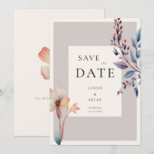 Classic Waterverf Blue Leaves Minimalistische brui Kaart (Voorkant / Achterkant)