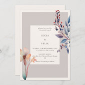 Classic Waterverf Blue Leaves Minimalistische brui Kaart (Voorkant / Achterkant)