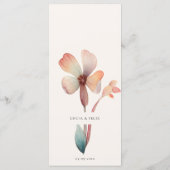 Classic Waterverf Blue Leaves Minimalistische brui Menu (Achterkant)