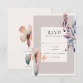 Classic Waterverf Blue Leaves RSVP-kaart Informatiekaartje (Voorkant / Achterkant)