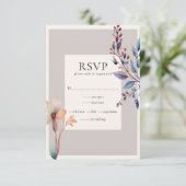 Classic Waterverf Blue Leaves RSVP-kaart Informatiekaartje (Staand voorkant)