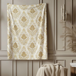 Classic Waterverf Damask Cozy Sophisticated Look Fleece Deken