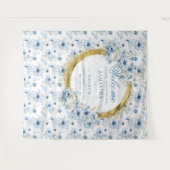 Classic Waterverf Dusty Blue Gold Wedding Banner Wandkleed (Voorkant (horizontaal))