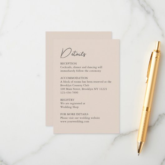 Classic Waterverf Engels Manor House Wedding Informatiekaartje (Voorkant / Achterkant in situ)