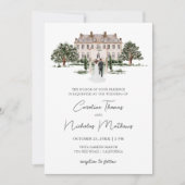 Classic Waterverf Engels Manor House Wedding Kaart (Voorkant)