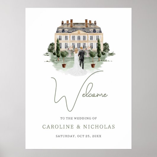 Classic Waterverf Engels Manor House Wedding Poster (Voorkant)