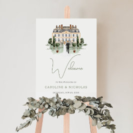 Classic Waterverf Engels Manor House Wedding Poster