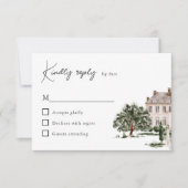 Classic Waterverf Engels Manor House Wedding RSVP Kaartje (Voorkant)
