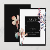 Classic Waterverf Floral Black RSVP-kaart Informatiekaartje (Voorkant / Achterkant)