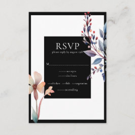 Classic Waterverf Floral Black RSVP-kaart Informatiekaartje