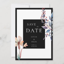 Classic Waterverf Floral Black Save The Date