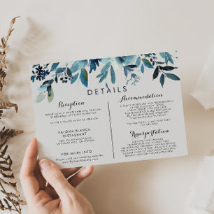 Classic Waterverf Floral Wedding Details Informatiekaartje