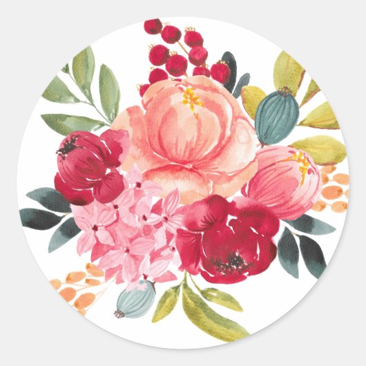 Classic Waterverf Flowers | Bloemen Sticker (Voorkant)