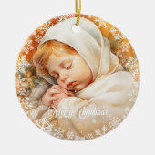 Classic waterverf gouden baby Jesus slapen Keramisch Ornament (Voorkant)
