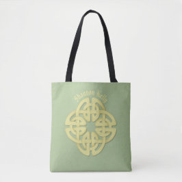 Classic Waterverf Groen Goud Keltisch Kruis Tote Bag