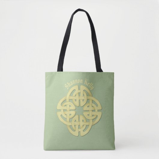 Classic Waterverf Groen Goud Keltisch Kruis Tote Bag (Voorkant)