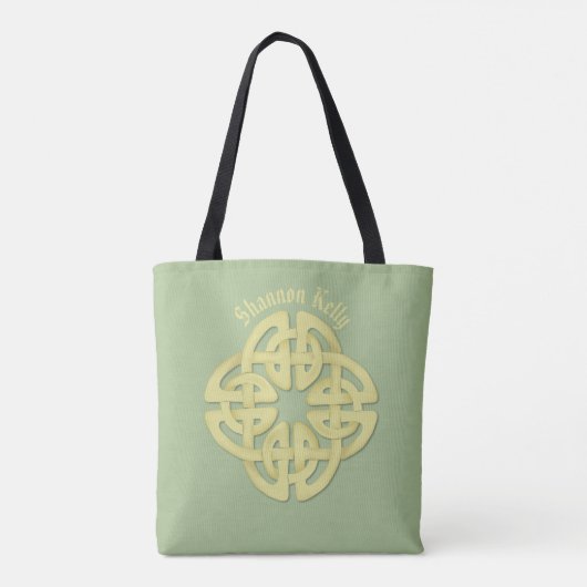 Classic Waterverf Groen Goud Keltisch Kruis Tote Bag (Achterkant)