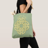 Classic Waterverf Groen Goud Keltisch Kruis Tote Bag (Dichtbij)