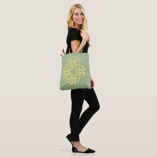 Classic Waterverf Groen Goud Keltisch Kruis Tote Bag (Op model)