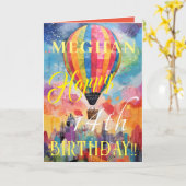 Classic Waterverf heteluchtballon Happy Birthday Kaart (Gele Bloem)