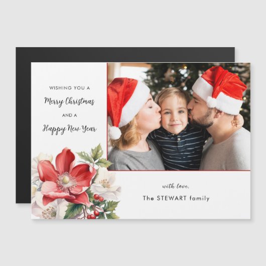 Classic Waterverf Kerst Bloemen Foto (Voorkant / Achterkant)