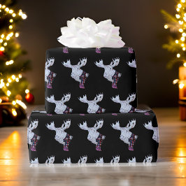 Classic Waterverf Moose Christmas Cadeaupapier